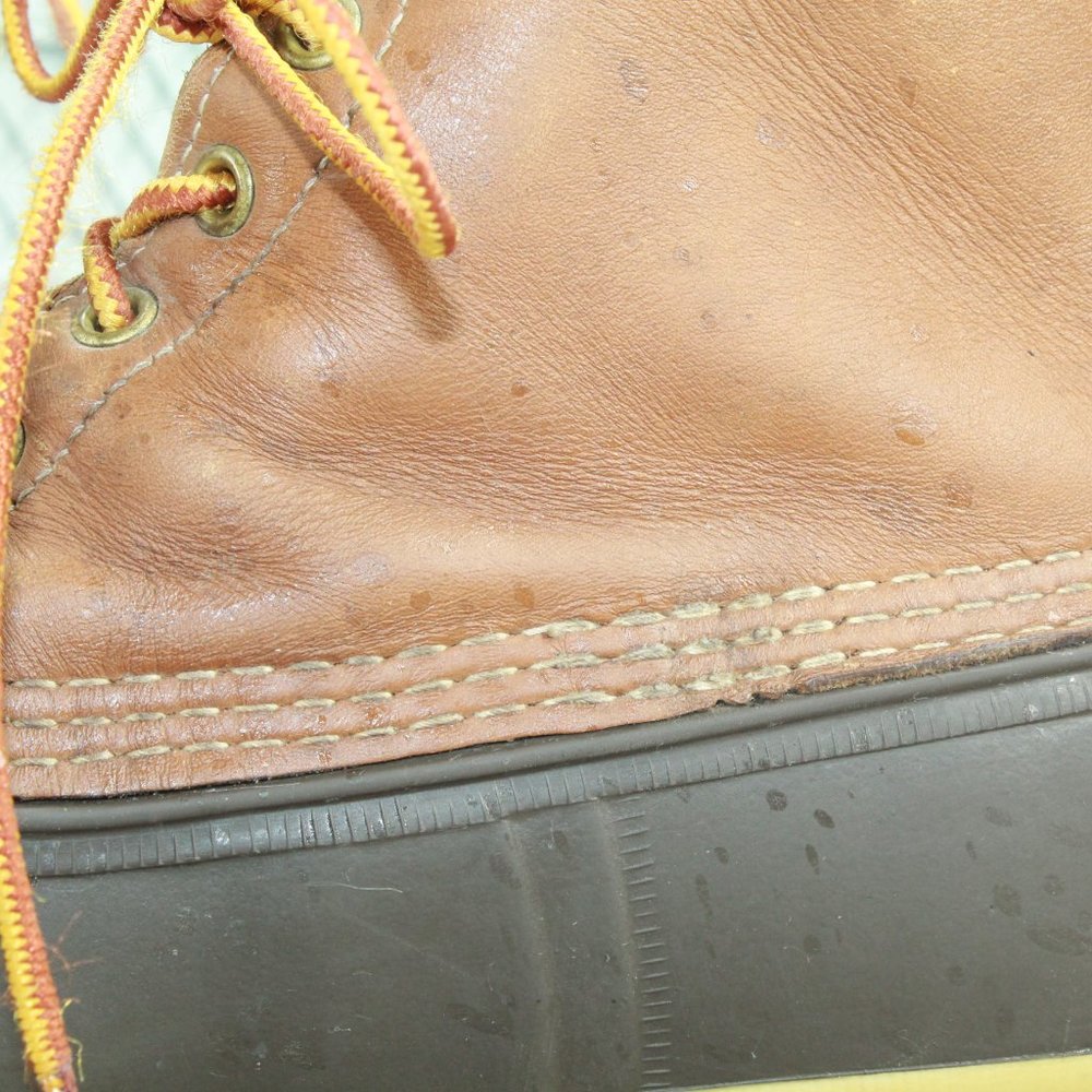LL BEAN Unlined Brown Leather Lace-up Duck Bean Boots Size 10 M - Picture 11 of 11